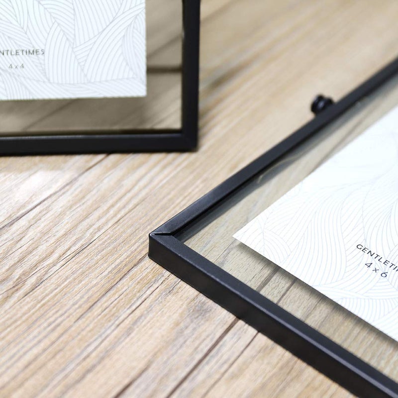 AceList ZONYEO Set of 3 Glass Picture Frame, Collection Simple Metal Floating Frame with Glass Cover Includes 4x4, 4x 6, 5x7 - Image 5